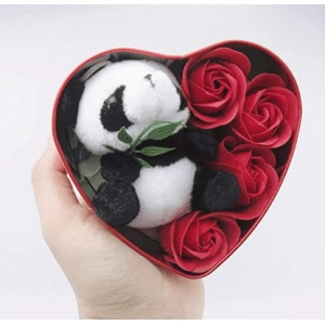 Panda pluche rode doos Valentijnsdag Materiaal: Katoen