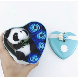 Panda pluche lichtblauwe doos Valentijnsdag Pluche Materiaal: Katoen