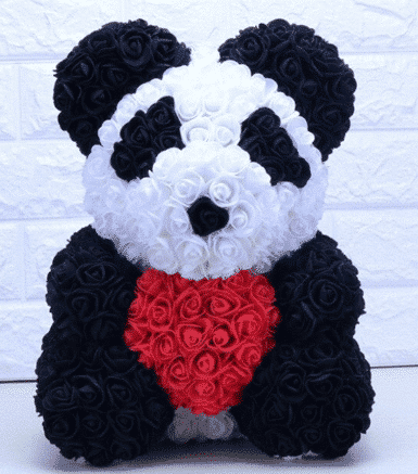 Rode rozen panda pluche Valentijnsdag Materiaal: Katoen