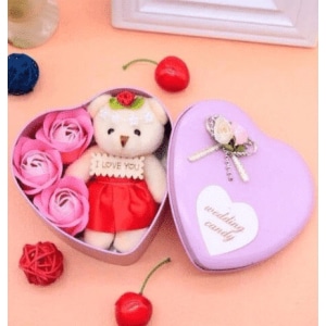 Roze teddybeer liefdesdoos Valentijnsdag pluche Materiaal: Katoen