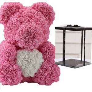 Roze beer pluche verzameldoos Valentijnsdag Materiaal: Katoen