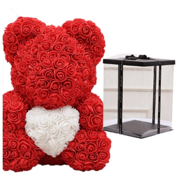 Pluche beer rode rozen verzameldoos Valentijnsdag Pluche Materiaal: Katoen