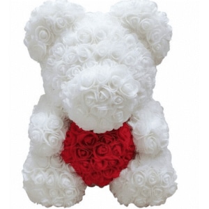 Witte roos teddybeer Valentijnsdag pluche Materiaal: Katoen