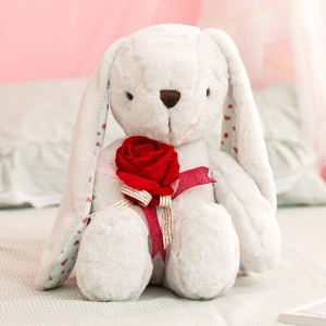 Reuze pluche wit konijn met roze Reuze pluche Materiaal: Katoen