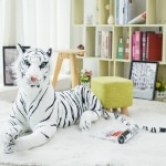 Grote witte tijger van pluche Materiaal: Katoen
