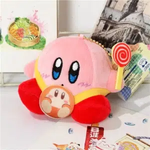 Kirby roze pluche, zittend met zuurstok