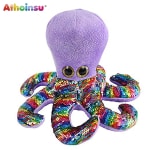 Athoinsu - zacht glitter octopus pluche, 10 inch, glitter zeeleven dier speelgoed, met opvouwbare glitter, voor verjaardag, voor peuters Pluche Dieren Octopus Merknaam: Athoinsu