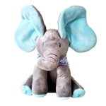 Elektrische knuffel olifant pluche voor kinderen met oren in blauw
