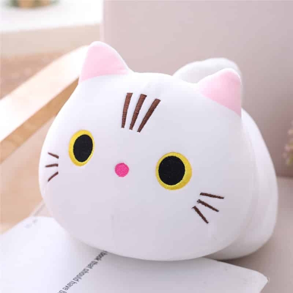 Kussen met grote ogen - knuffel Peluche oreiller chat grands yeux Peluche Animaux Peluche Chat Taille 50cm Couleur Blanc