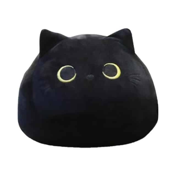 Zwarte kat kussen pluche - knuffel zwarte kat kussen pluche