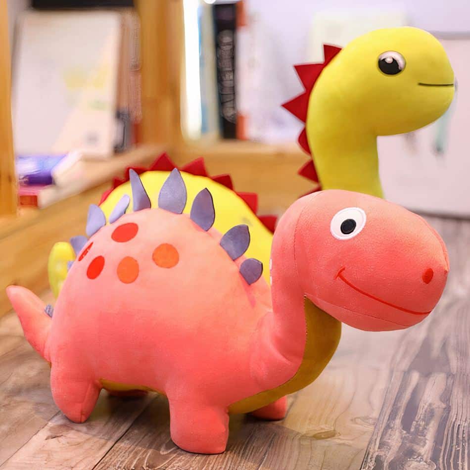 Grappige roze dinosaurus pluche knuffel • Mijn Knuffel